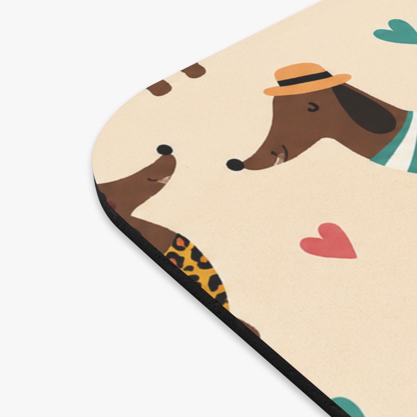 Dachshund Pattern Mouse Pad — Cute Wiener Dog Desk Mat with Hearts