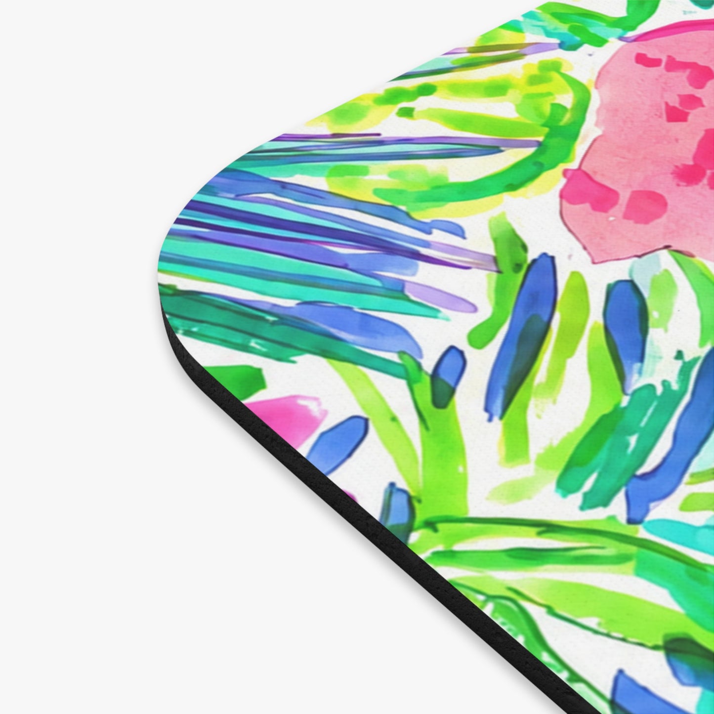 Tropical Watercolor Mouse Pad – Pink Pomegranate & Palm Desk Mat