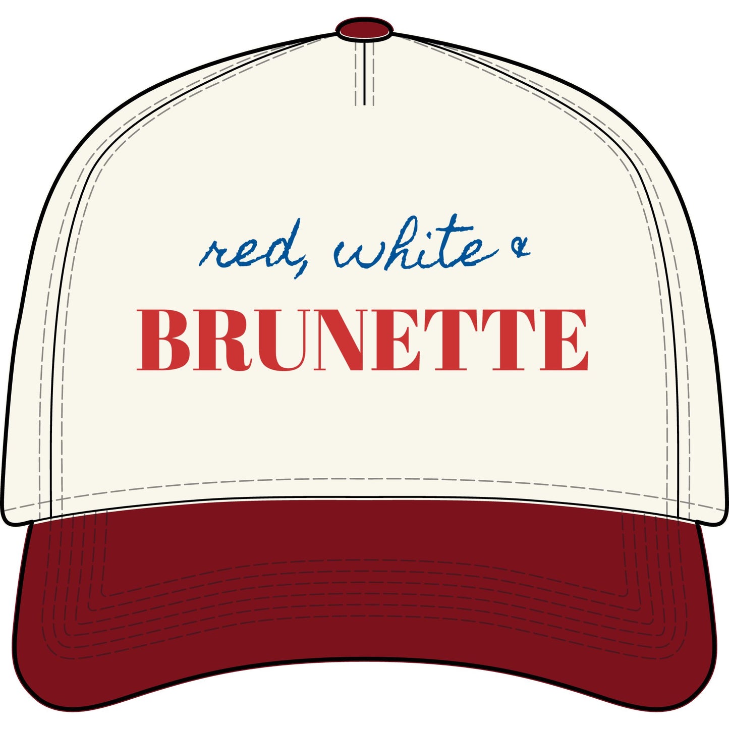 Red, White & Brunette Two-Tone Cap