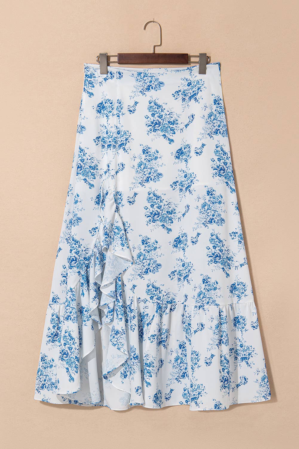 Boho Floral High Waist Ruffle Split Maxi Skirt | 2 Colors