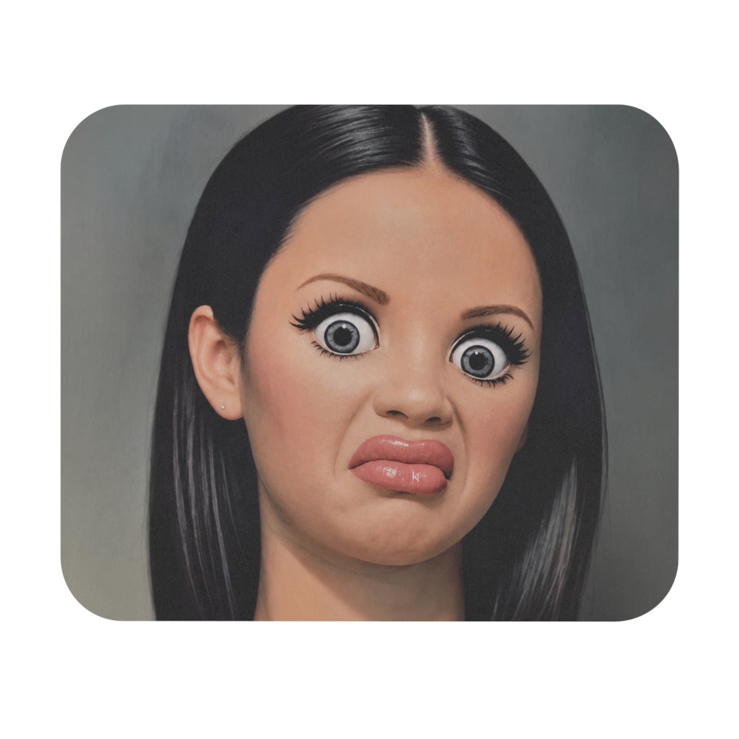 Funny Face Mouse Pad — Big Eyed Disgust Expression Desk Mat
