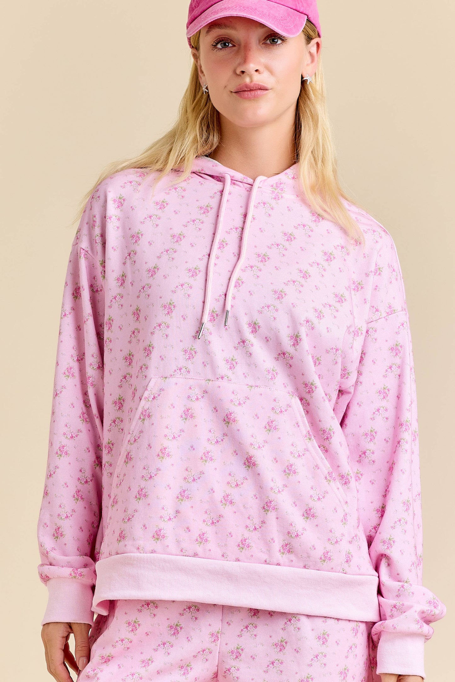 Floral Printed Hoodie And Short Set