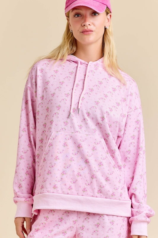 Floral Printed Hoodie And Short Set